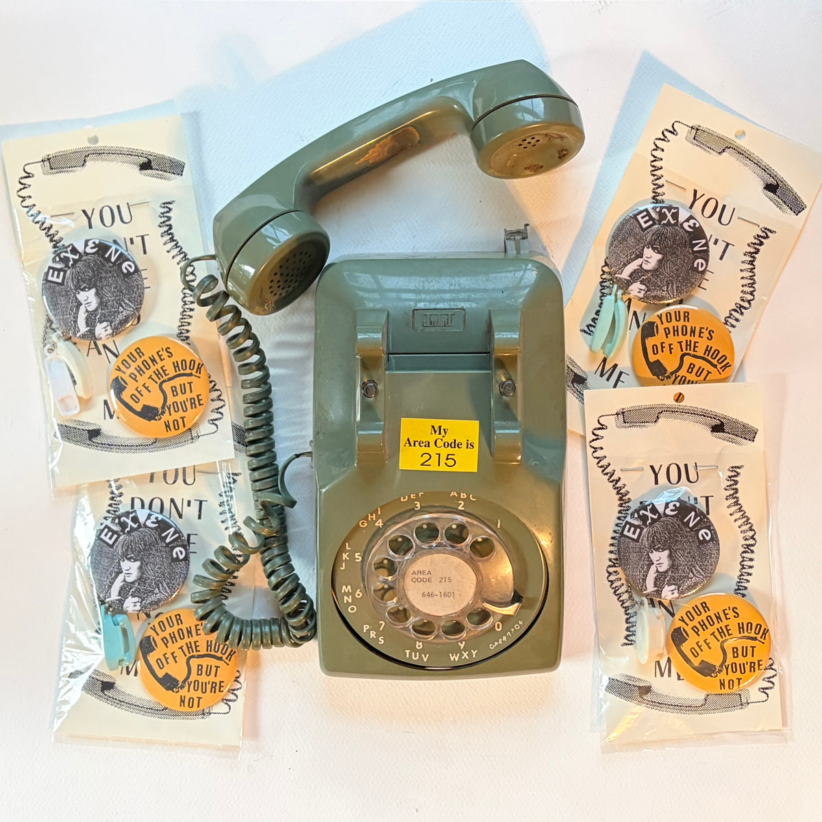 'Your Phone's Off the Hook' Pin Pack & Vintage Keychain