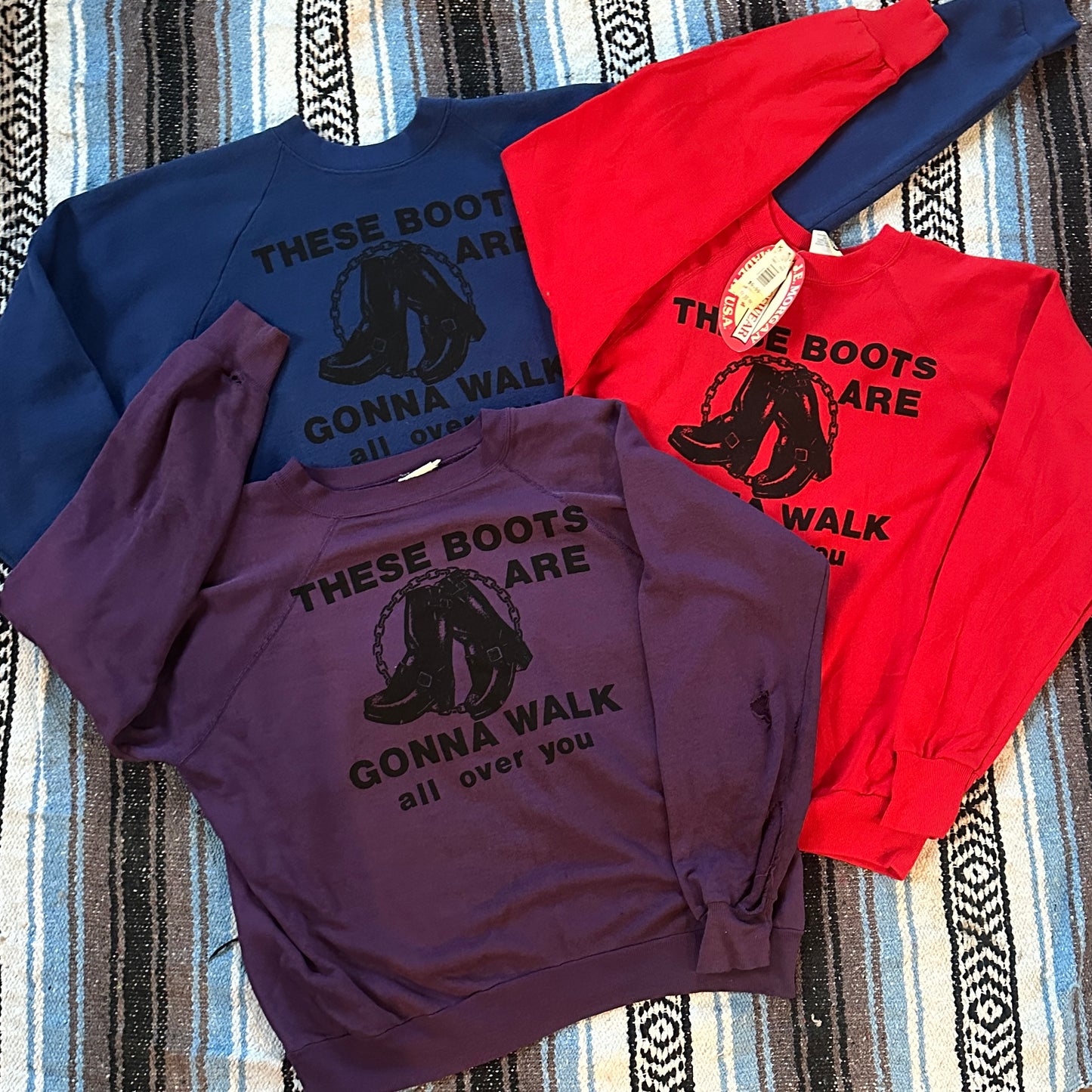These Boots Are Made For Walking on Vintage Sweatshirts