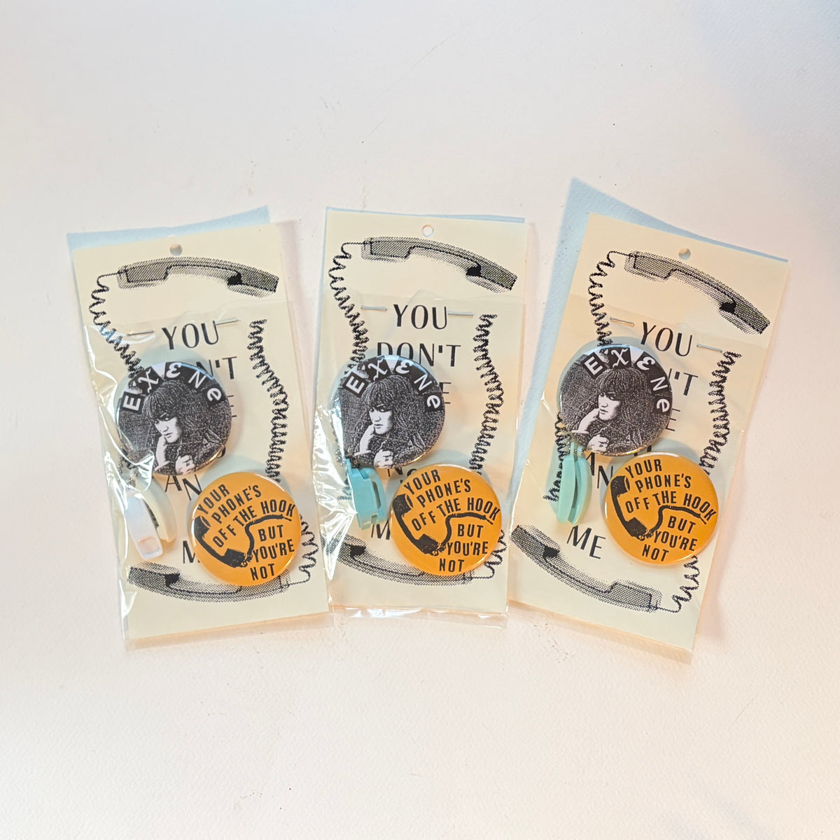 'Your Phone's Off the Hook' Pin Pack & Vintage Keychain
