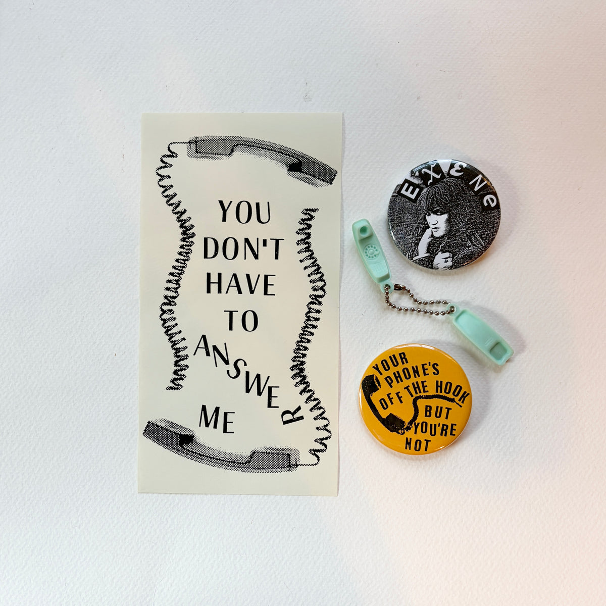 'Your Phone's Off the Hook' Pin Pack & Vintage Keychain