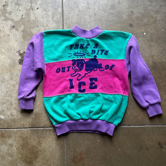 Take A Bite Out of Ice on Vintage Kid's Sweatshirt
