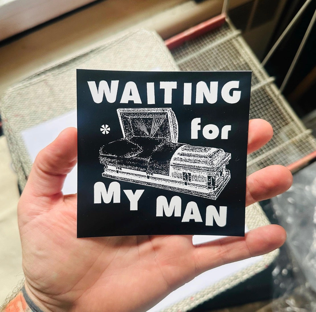Waiting for the Man Sticker